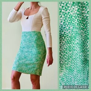 J. Crew No. 2 Textured Green Knee-Length Pencil Skirt